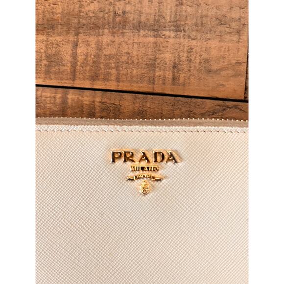 PRADA Saffiano Leather Long zip around Wallet in Cream - Picture 7 of 14